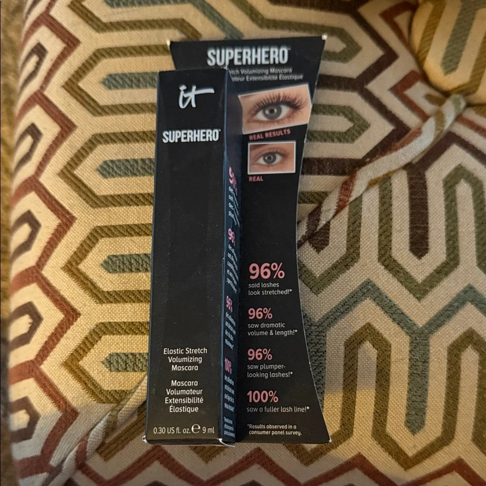 it cosmetics Superhero Mascara Packaging in Black and Pink Accents